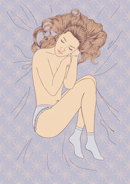 Durmiendo hermosa chica . — Vector de stock