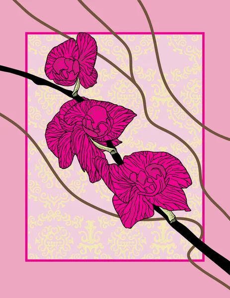 Branche d'orchidée stylisée — Image vectorielle