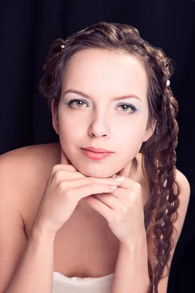 Woman with braid hairdo — Stock Photo, Image