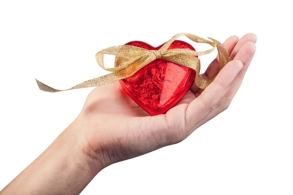 Red heart in hand — Stock Photo, Image