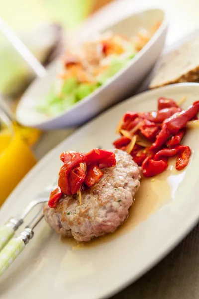 Burger on a plate — Stock Photo, Image