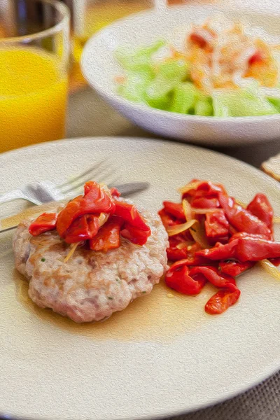 Oljemålning burger — Stockfoto