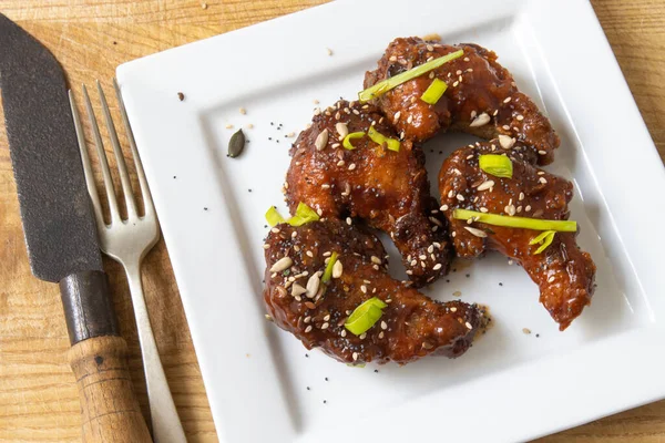 Bufalo Style Chicken Wings Bbq Sauce Chili — Stock Photo, Image