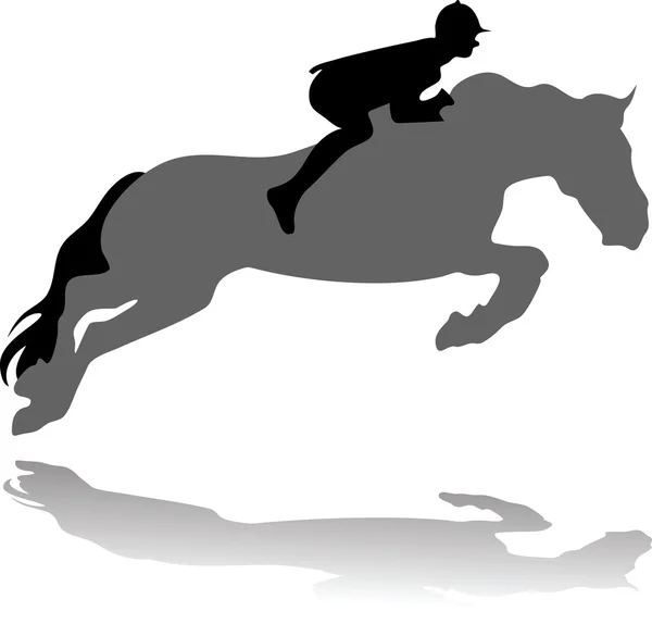 Jockey avec cheval sautant — Image vectorielle