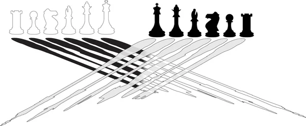 Pièces d'échecs noir et blanc — Image vectorielle