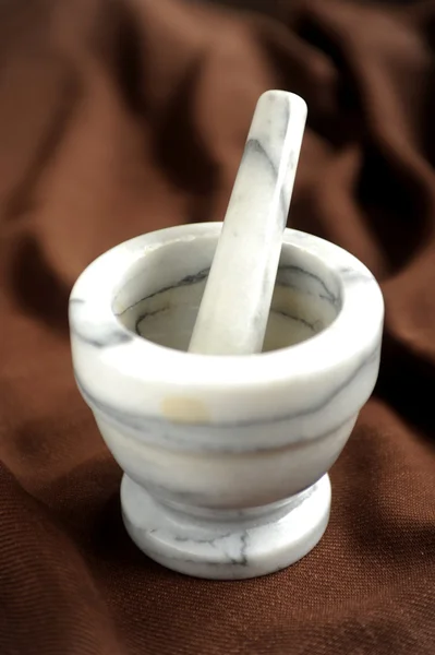 Marble mortar with pestle — Stock Photo, Image