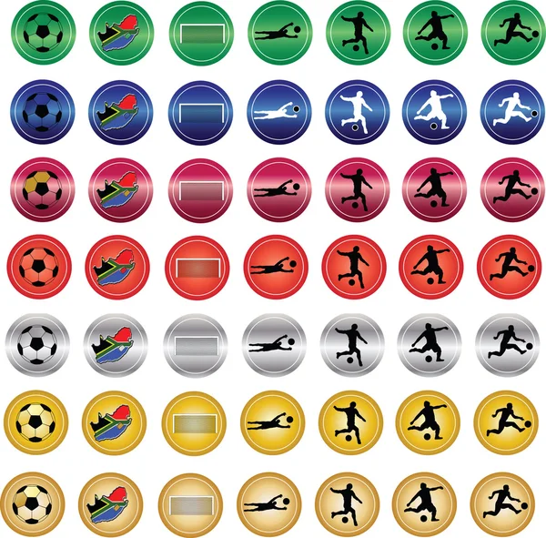 Botones de fútbol color — Vector de stock