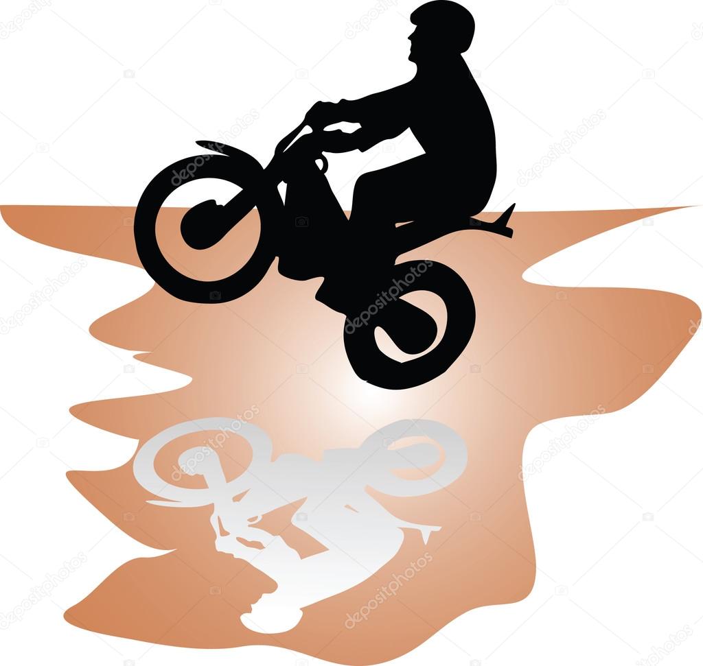 Moto rider black vector silhouette illustration