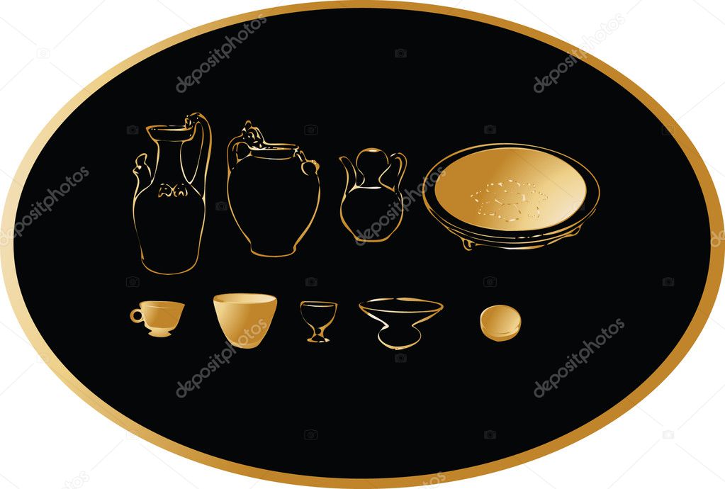 Ancient dishes and cups