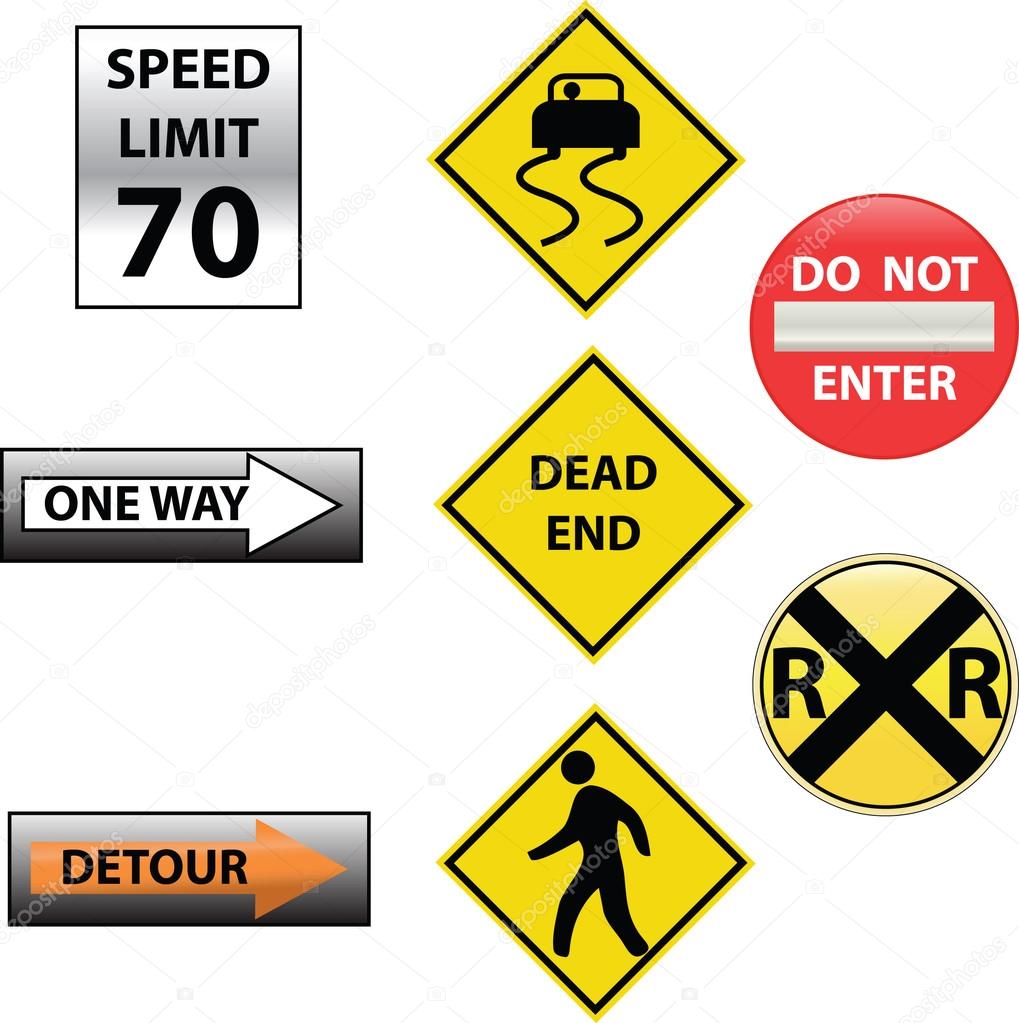 Set of traffic signs