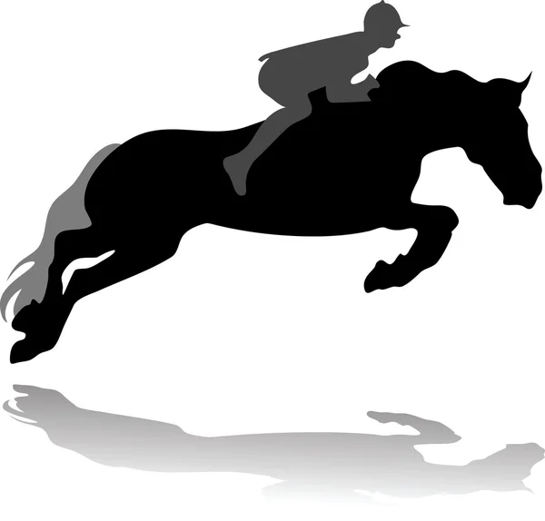 Jockey met springen paard — Stockvector