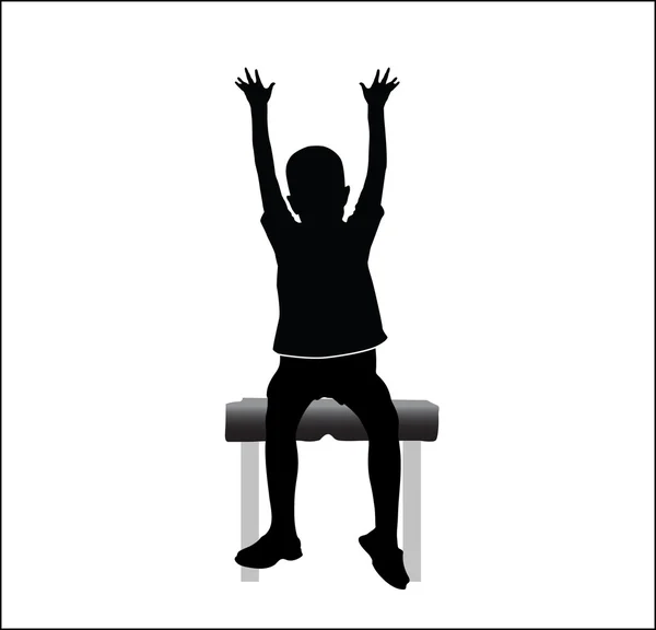 Boy sitting on chair with hands up — Stock Vector