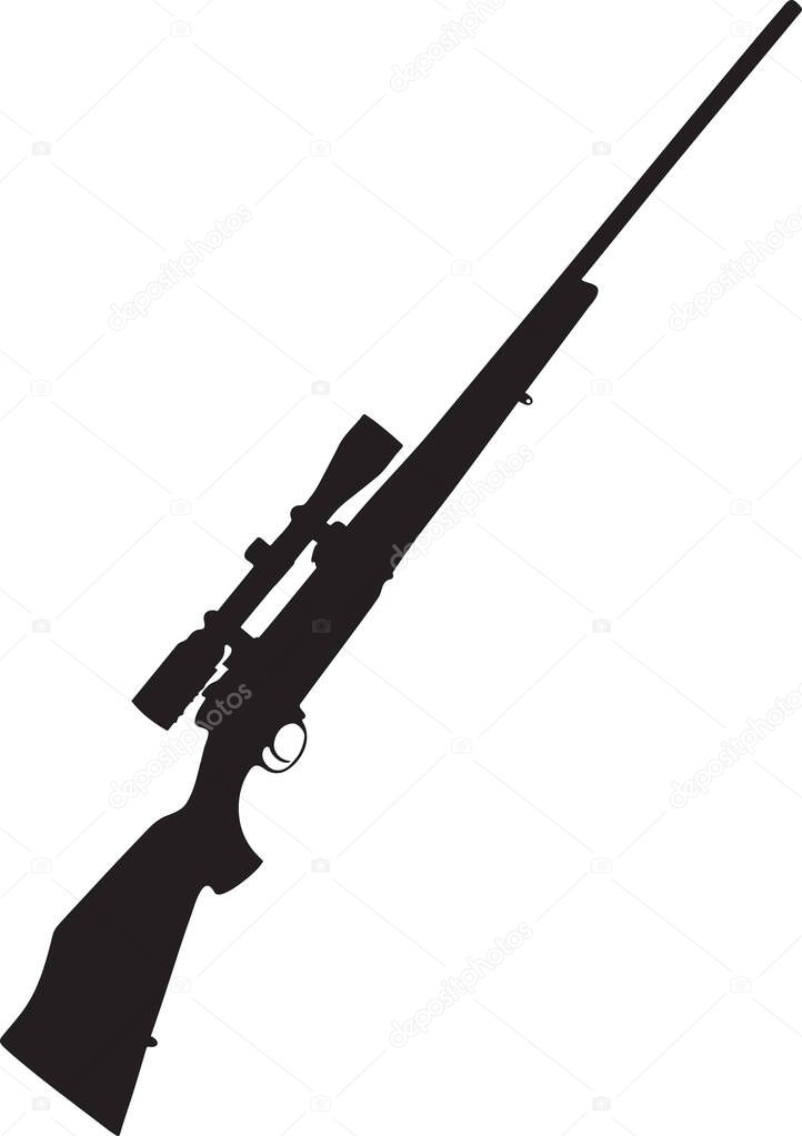 Sniper rifle silhouette vector illustration isolated on white