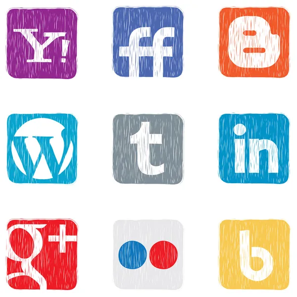 Iconen van sociale media — Stockvector