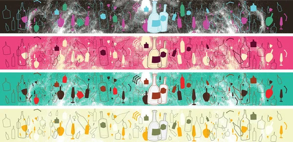 New Year bottle set — Stock Vector