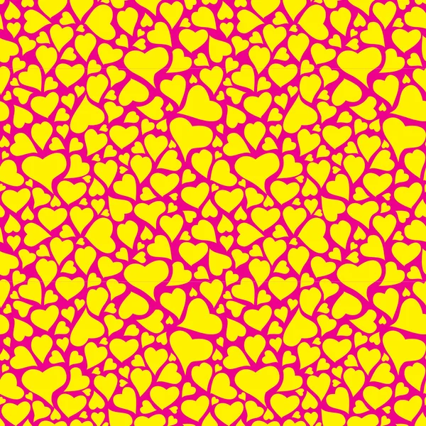 Patrón de corazones de color amarillo y magenta en contraste — Archivo Imágenes Vectoriales