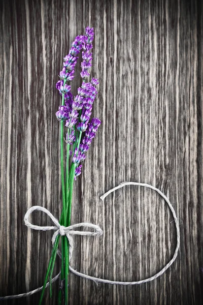 Flor de lavanda sobre fondo de madera — Foto de Stock