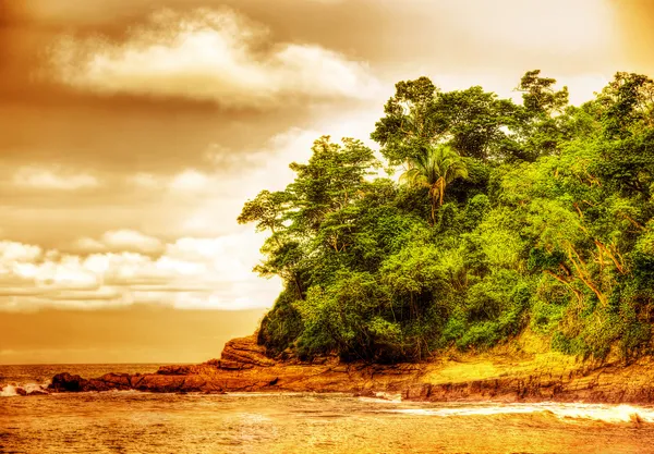 Zachód słońca na plaży costa rica — Zdjęcie stockowe