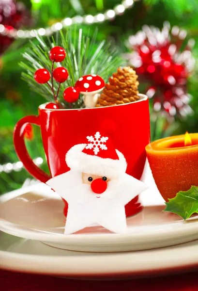 Christmastime table decoration — Stock Photo, Image