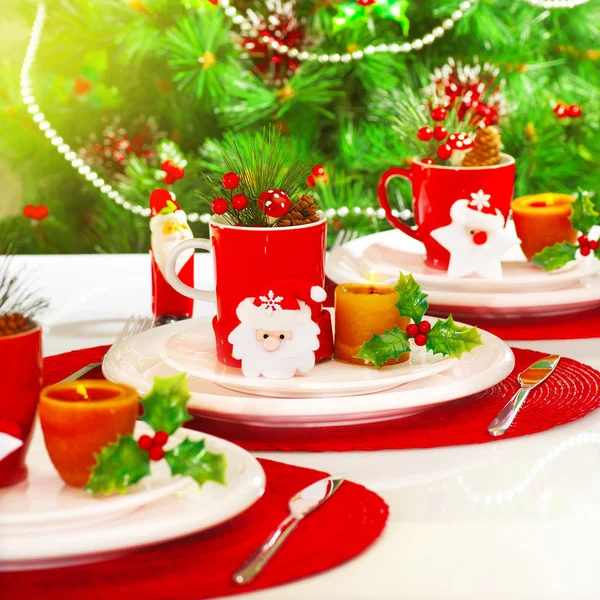 Kerst tafel dekken — Stockfoto