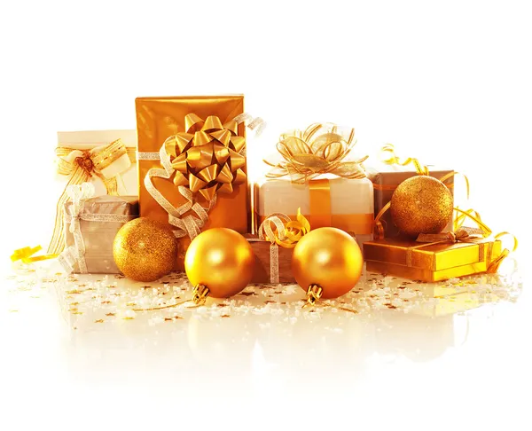 Arany ajándék dobozok — Stock Fotó