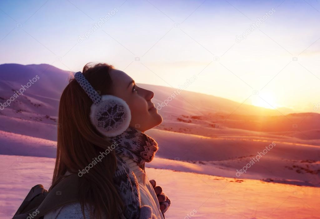 Woman in mountains