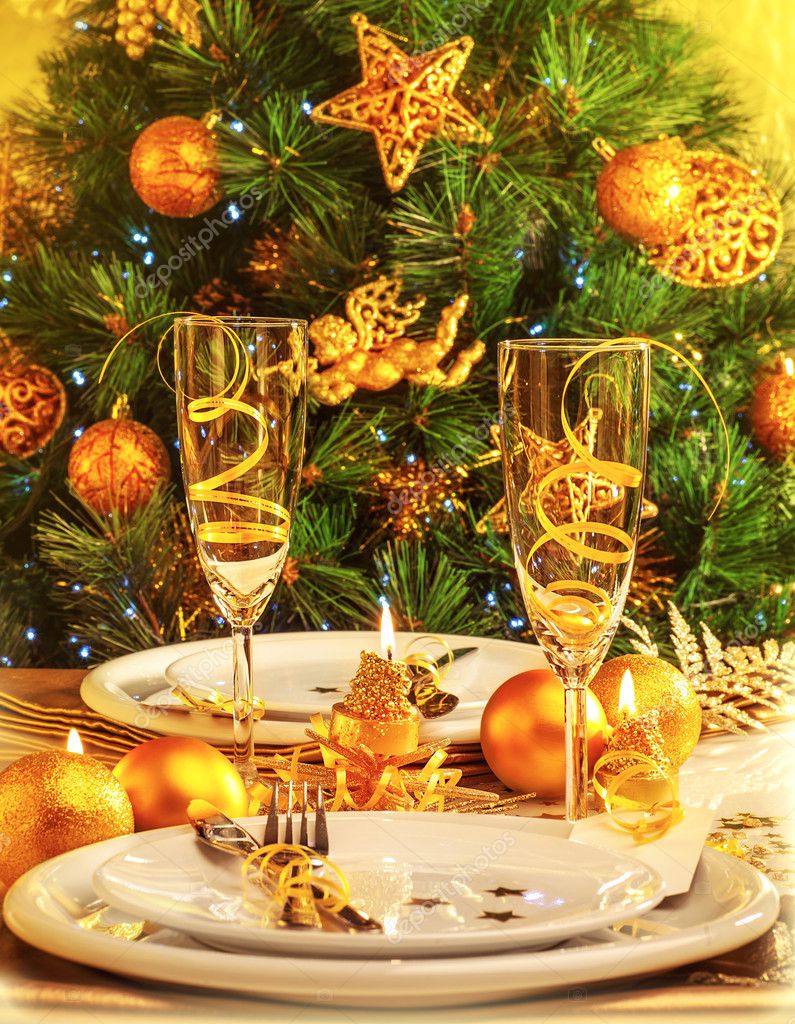 Christmas dinner in restaurant Stock Photo by ©Anna_Om 17226919