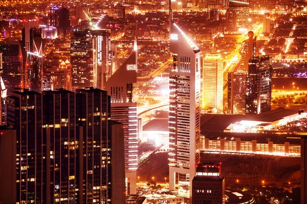 Dubai cityscape at night — Stock Photo, Image