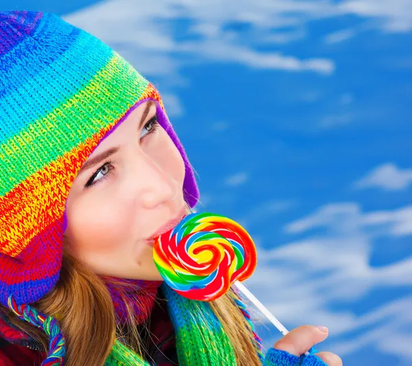 Žena s cukrem candy — Stock fotografie