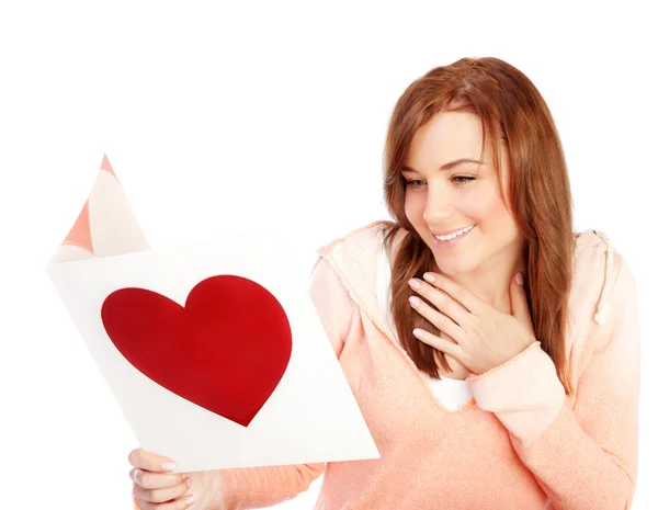 Woman reading love letter — Stock Photo, Image