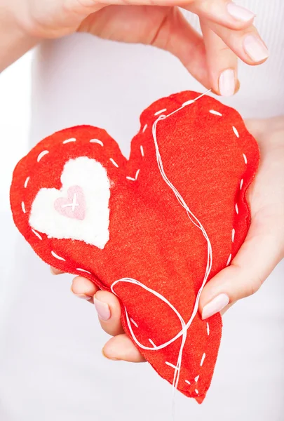 Red handmade heart — Stock Photo, Image