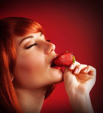 Seductive female with strawberry clipart