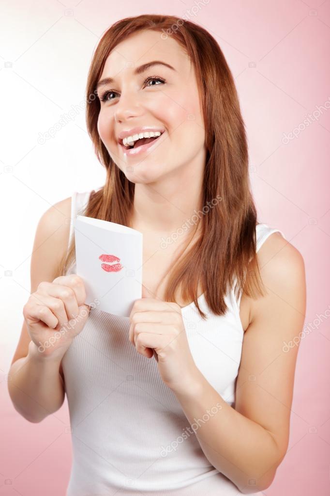 Girl with greeting card