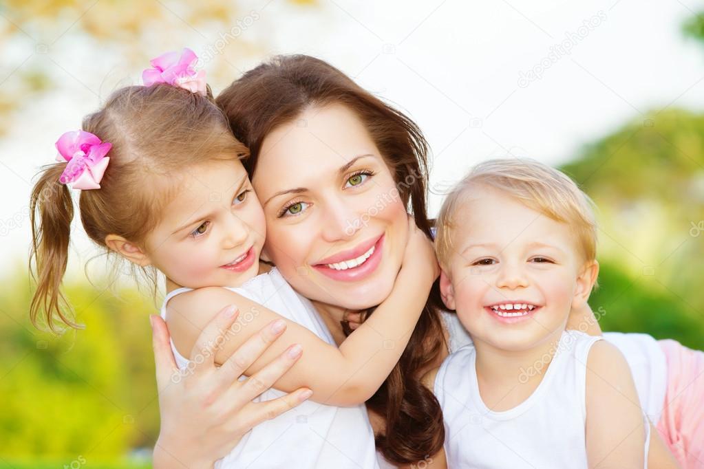 Mother with two kids