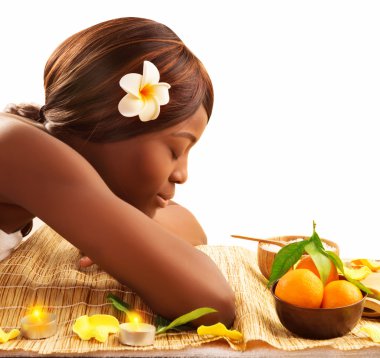 African woman at spa clipart