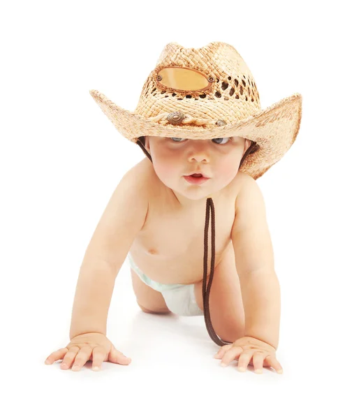 Malý chlapec v kovbojském klobouku — Stock fotografie