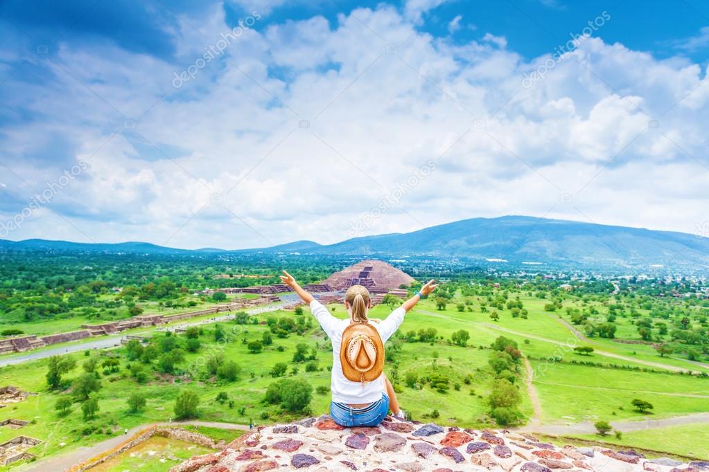 Woman on the top of mountains