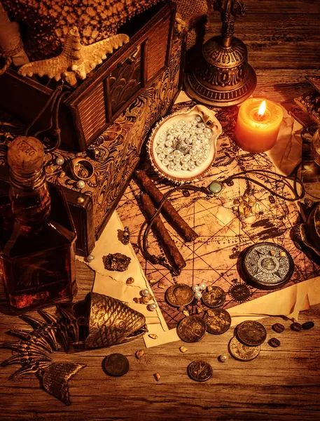 Pirates treasure still life — Stock Photo, Image