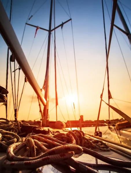 Sailboat in sunset light — Stock Photo, Image