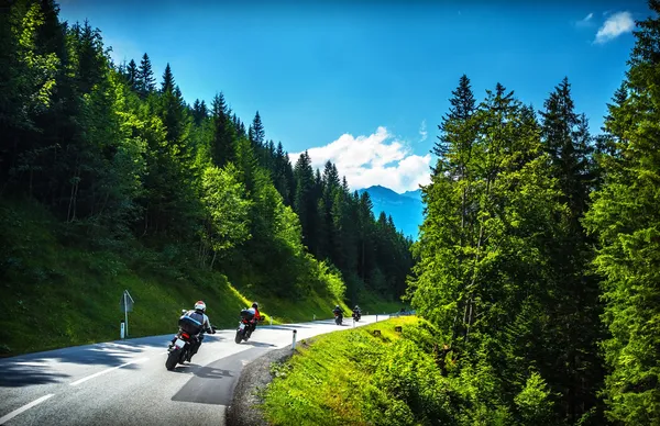 Bikers in mountainous tour — Stock Photo, Image