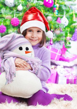 Little girl on Christmas celebration clipart