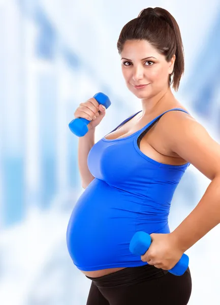 Pregnant woman do fitness — Stock Photo, Image