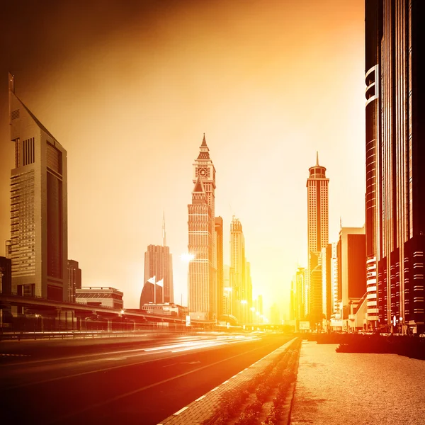 Dubai city in sunset — Stock Photo, Image