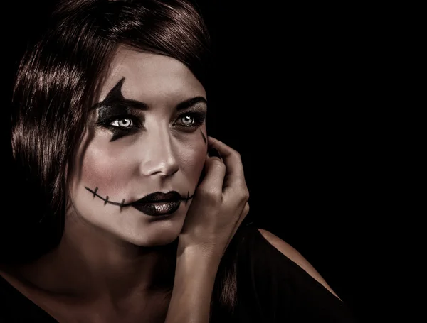 Agresywne halloween makijaż — Stockfoto