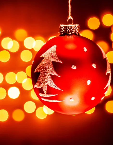 Kerstboom Rood bauble — Stockfoto