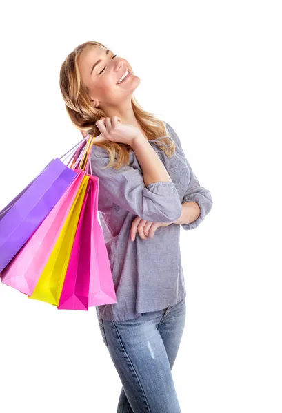 Glückliches Shopper-Mädchen — Stockfoto