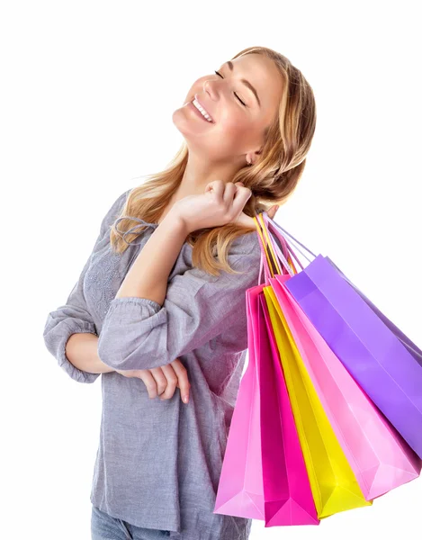 Feliz shopper menina — Fotografia de Stock