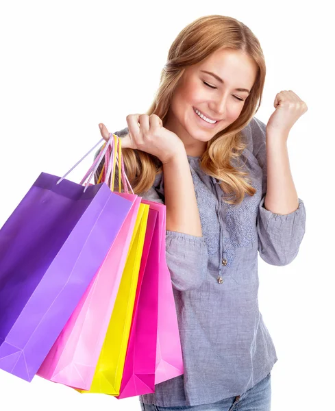 Felice ragazza shopper — Foto Stock