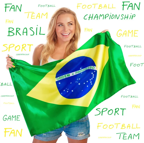 Brazilian football team fan — Stock Photo, Image