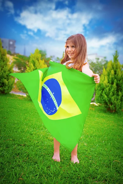 Brazilian football team fan — Stock Photo, Image